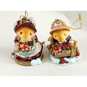 Ganz Mini Mouse Mice Tree Ornament Little Cheese 2" Resin 90s Figurine x2 Vtg